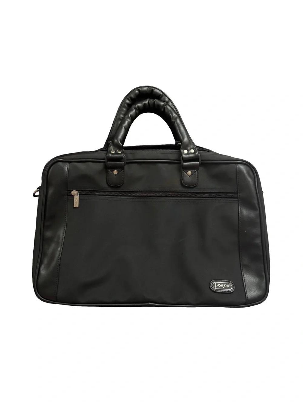 Vintage Porox Black Laptop Briefcase Dual Compartment Work Bag Organizer